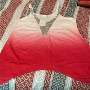 100% Cotton hombré dyed, sequined tank blouse